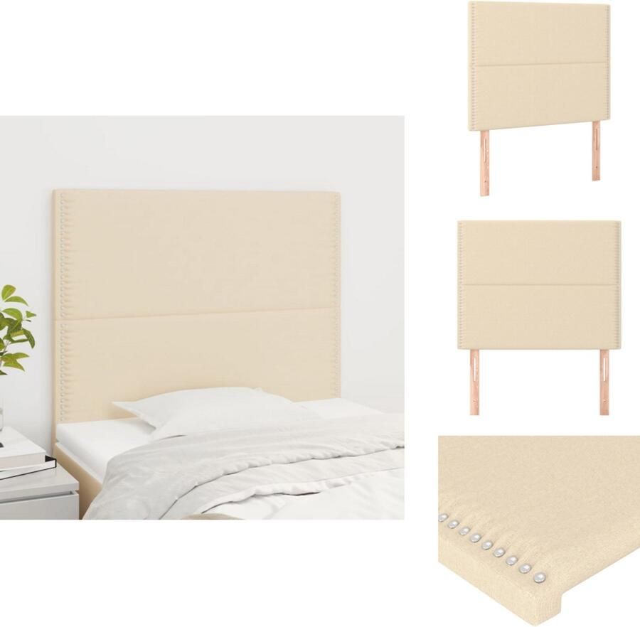 VidaXL Hoofdbord Hoofdborden Hoofdeinde Houten Hoofdbord Hoofdborden 2 st 80x5x78 88 cm stof crèmekleurig