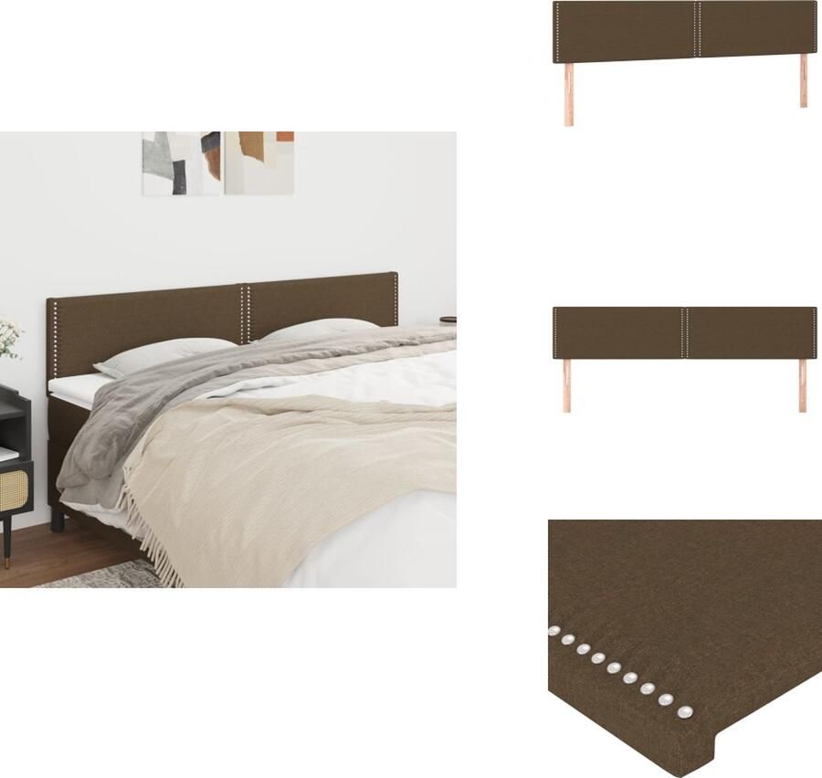 VidaXL Hoofdbord Hoofdborden Hoofdeinde Houten Hoofdbord Hoofdborden 2 st 80x5x78 88 cm stof donkerbruin