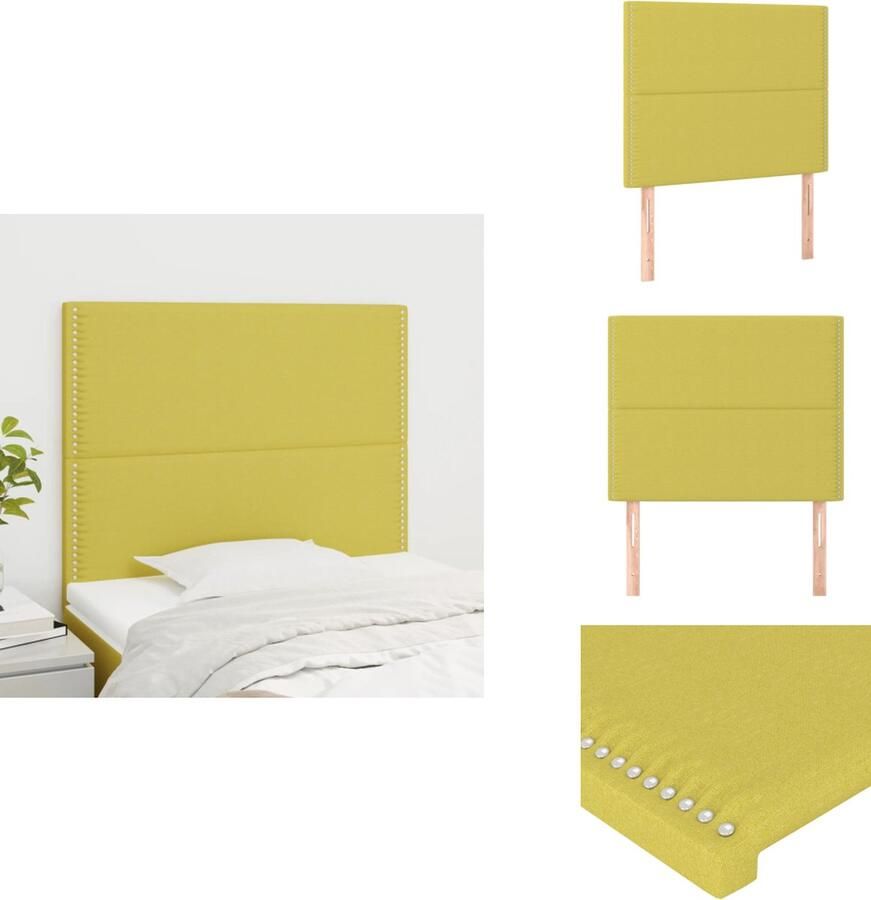 VidaXL Klassiek Groen Gestoffeerd Hoofdbord 80 x 5 x 118 128 cm Verstelbare Hoogte Stabiele Poten Comfortabele Ondersteuning Elegant Ontwerp Inclusief 2 Hoofdeinden Bedonderdeel