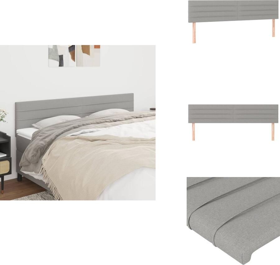 VidaXL Hoofdbord Bed 80x5x118 128 cm Lichtgrijs Duurzaam Stabiel Verstelbare hoogte Comfortabele ondersteuning 2x hoofdeind Bedonderdeel - Foto 2