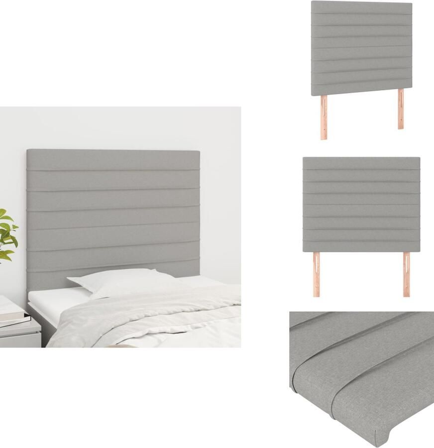 VidaXL Hoofdbord Bed 80x5x118 128 cm Lichtgrijs Duurzaam Stabiel Verstelbare hoogte Comfortabele ondersteuning 2x hoofdeind Bedonderdeel - Foto 1