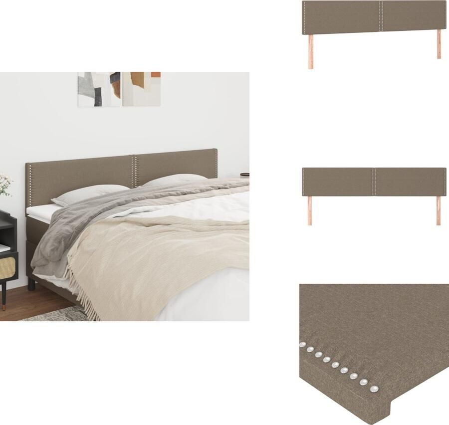 VidaXL Hoofdbord Hoofdborden Hoofdeinde Houten Hoofdbord Hoofdborden 2 st 90x5x78 88 cm stof taupe