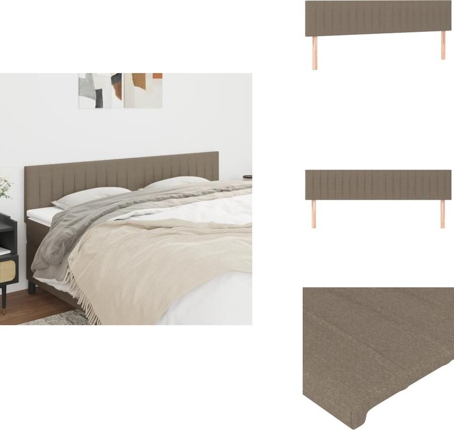 VidaXL Hoofdbord Hoofdeind 180 x 5 x 78 88 cm Taupe Stof Houten Poten Verstelbare Hoogte Bedonderdeel - Foto 4