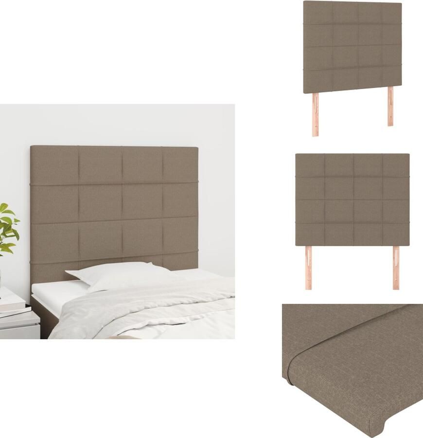 VidaXL Hoofdbord Hoofdborden Hoofdeinde Houten Hoofdbord Hoofdborden 2 st 80x5x78 88 cm stof taupe