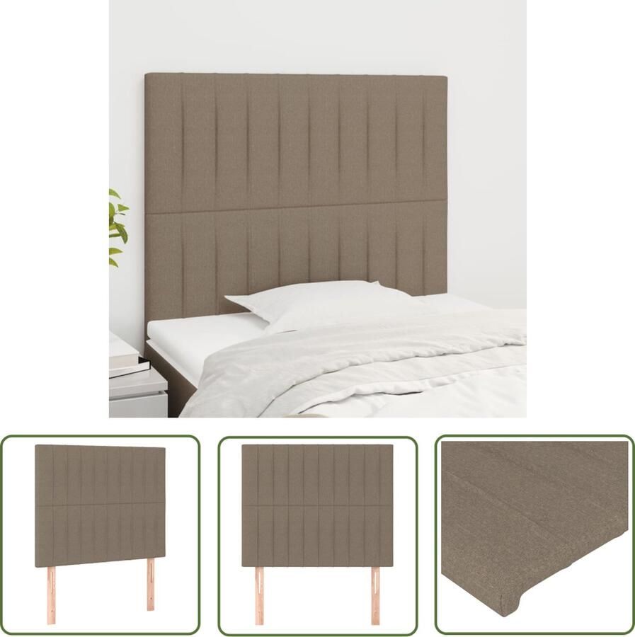 The Living Store Hoofdborden 2 st 80x5x78 88 cm stof taupe Hoofd Bord Hoofdkussen Beddecoratie Slaapkamers Klassiek Meubilair