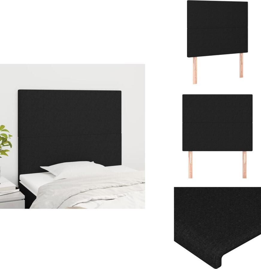 VidaXL Klassiek Hoofdbord Stijlvol Ontwerp Complete Uitstraling Duurzaam Stevige Houten Poten Verstelbare Hoogte Comfortabele Ondersteuning Zwart 80 x 5 x 118 128 cm 2 stuks Bedonderdeel