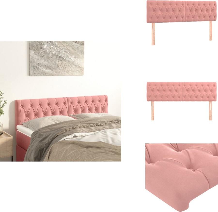 VidaXL Hoofdbord Hoofdborden Hoofdeinde Houten Hoofdbord Hoofdborden 2 st 80x7x78 88 cm fluweel roze