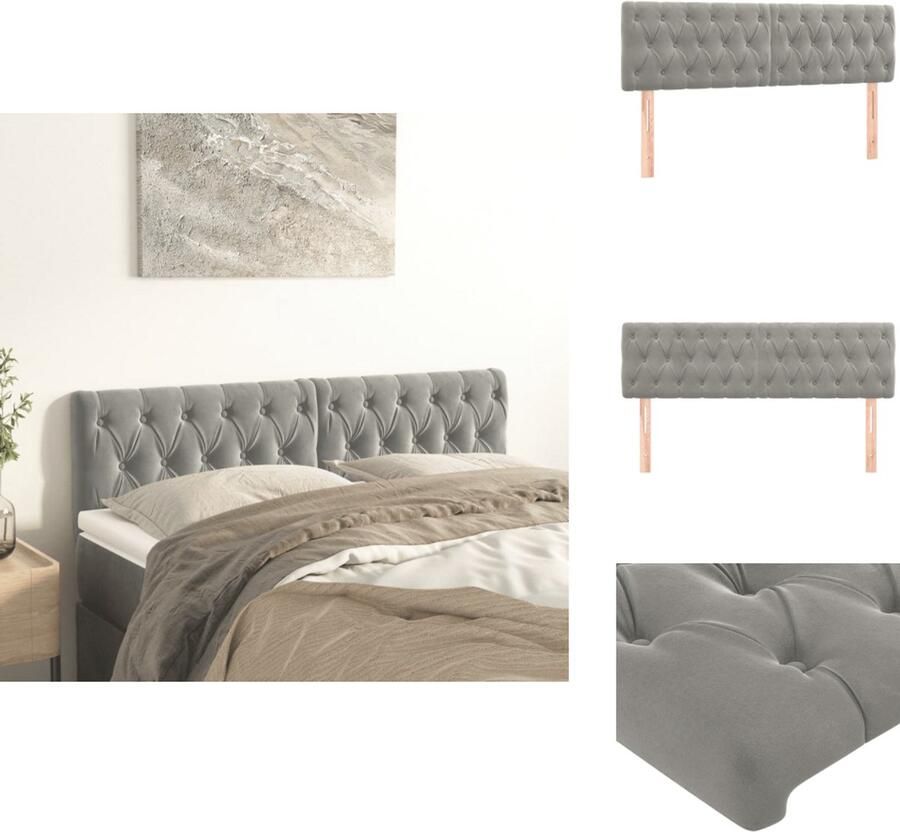 VidaXL Hoofdbord Hoofdborden Hoofdeinde Houten Hoofdbord Hoofdborden 2 st 80x7x78 88 cm fluweel lichtgrijs