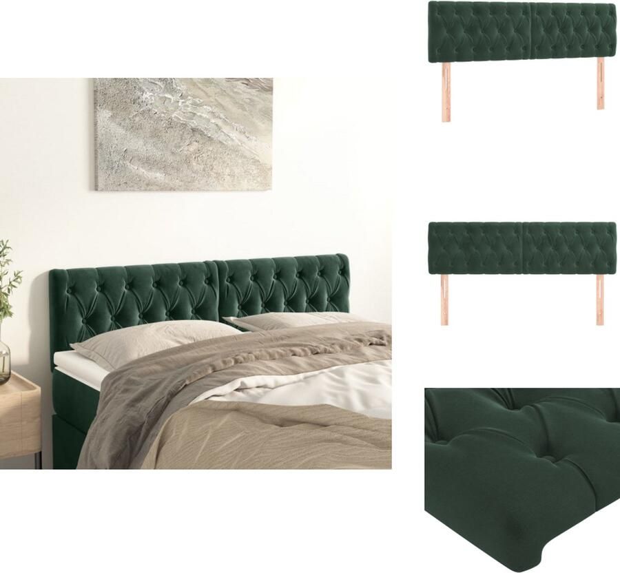 VidaXL Hoofdborden 2 st 80x7x78 88 cm fluweel donkergroen - Foto 4