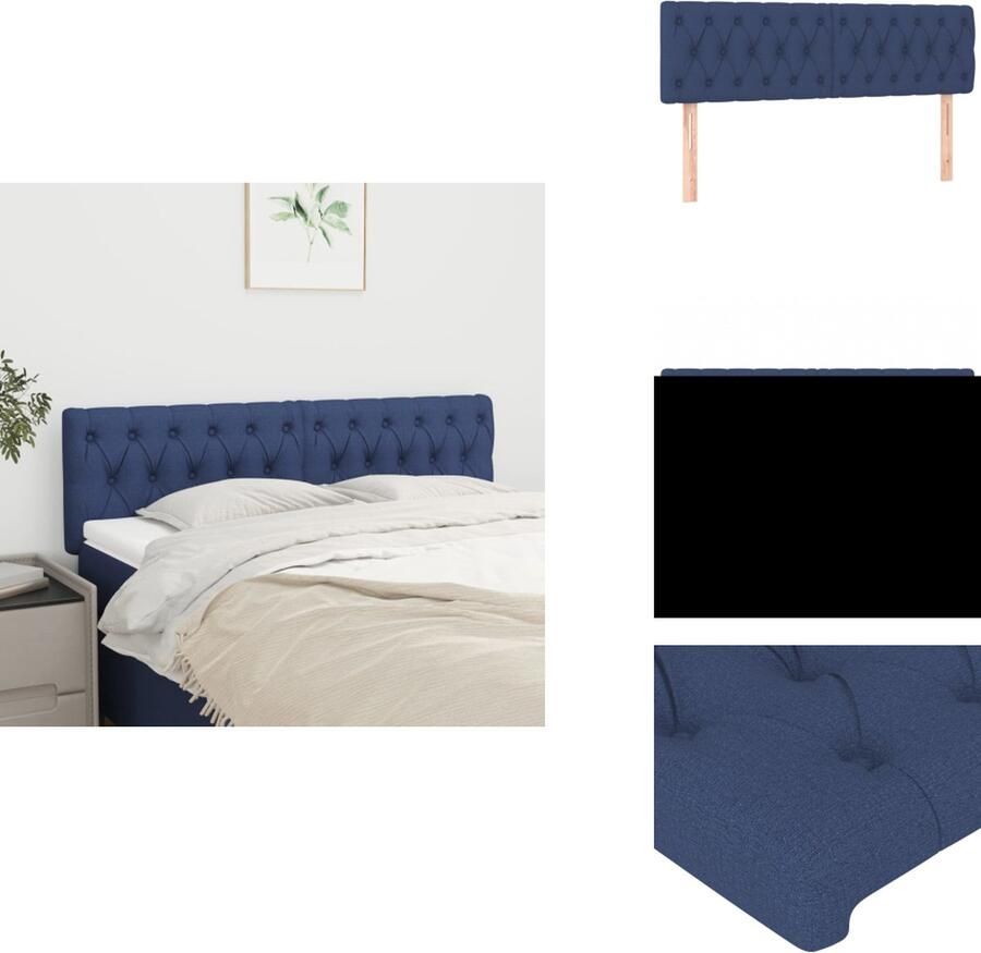 VidaXL Hoofdbord Blauw 160 x 7 x 78 88 cm Stijlvol ontwerp Duurzaam materiaal Verstelbare hoogte Stevige poten Comfortabele ondersteuning Bedonderdeel - Foto 2