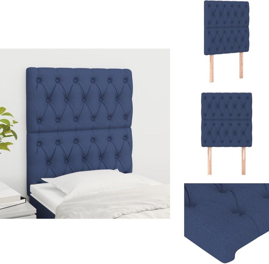 VidaXL Hoofdbord Blauw 160 x 7 x 78 88 cm Stijlvol ontwerp Duurzaam materiaal Verstelbare hoogte Stevige poten Comfortabele ondersteuning Bedonderdeel