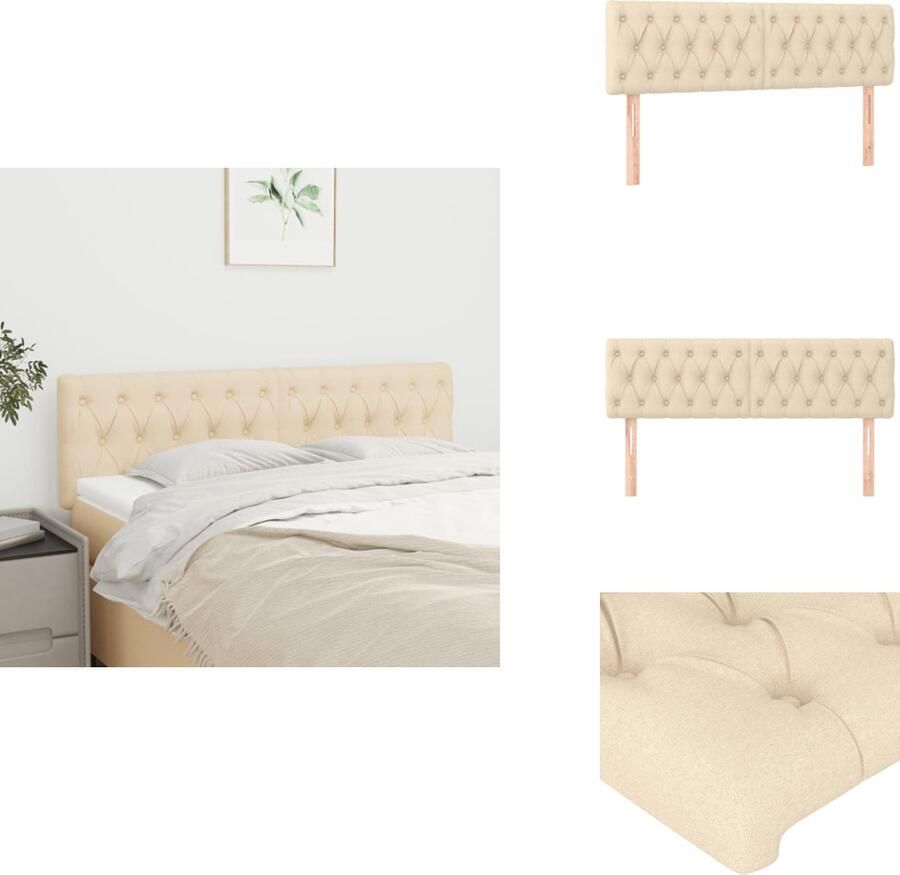 VidaXL Hoofdbord Crème 80 x 7 x 118 128 cm Verstelbare hoogte Comfortabele ondersteuning Duurzaam materiaal Stevige en stabiele poten Bedonderdeel