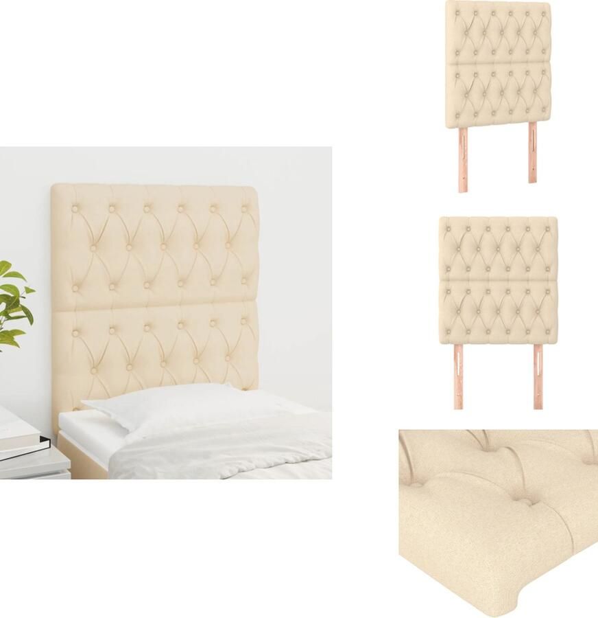 VidaXL Hoofdbord Crème 80 x 7 x 118 128 cm Verstelbare hoogte Comfortabele ondersteuning Duurzaam materiaal Stevige en stabiele poten Bedonderdeel - Foto 2