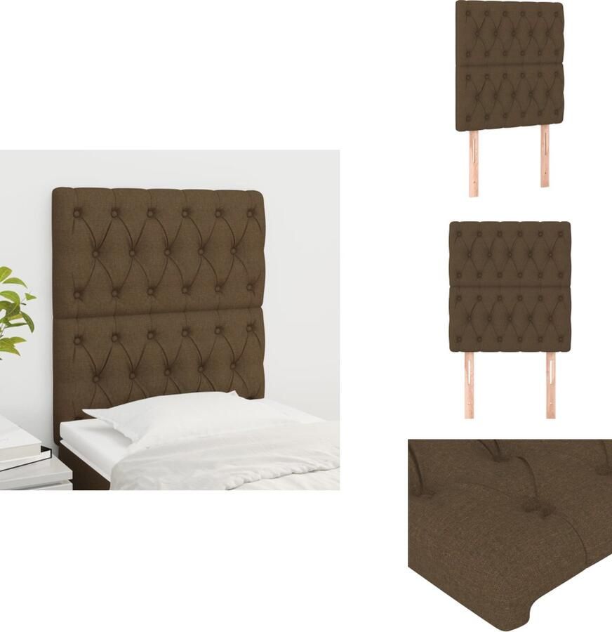 VidaXL Hoofdbord klassiek Hoogte verstelbaar Kleur- donkerbruin Afmetingen- 80 x 7 x 118 128 cm (B x D x H) Materiaal- 100% polyester stof bewerkt hout massief larikshout Levering- 2 x hoofdeind Bedonderdeel - Foto 2