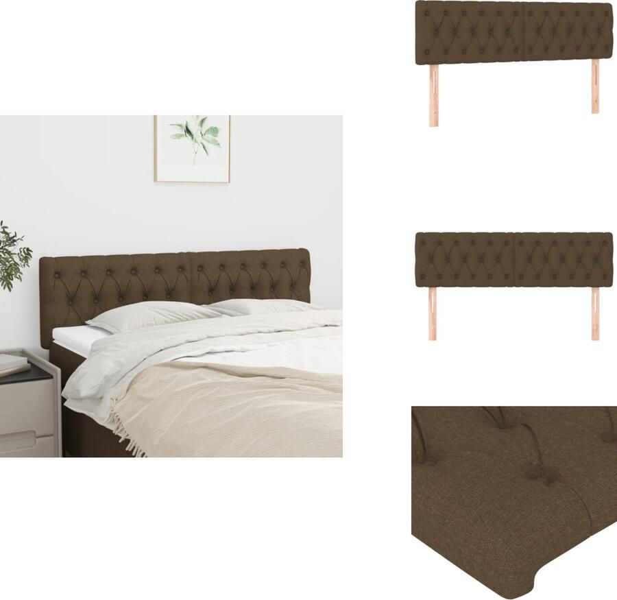 VidaXL Hoofdbord klassiek Hoogte verstelbaar Kleur- donkerbruin Afmetingen- 80 x 7 x 118 128 cm (B x D x H) Materiaal- 100% polyester stof bewerkt hout massief larikshout Levering- 2 x hoofdeind Bedonderdeel