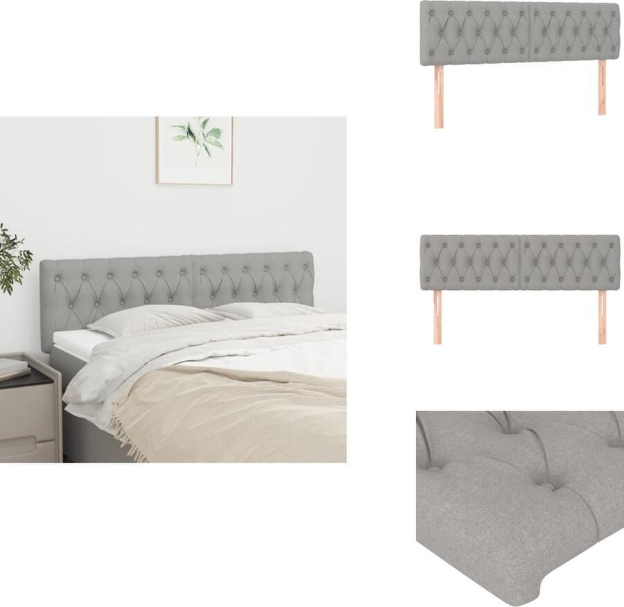 VidaXL Hoofdbord Hoofdborden Hoofdeinde Houten Hoofdbord Hoofdborden 2 st 80x7x78 88 cm stof lichtgrijs - Foto 2