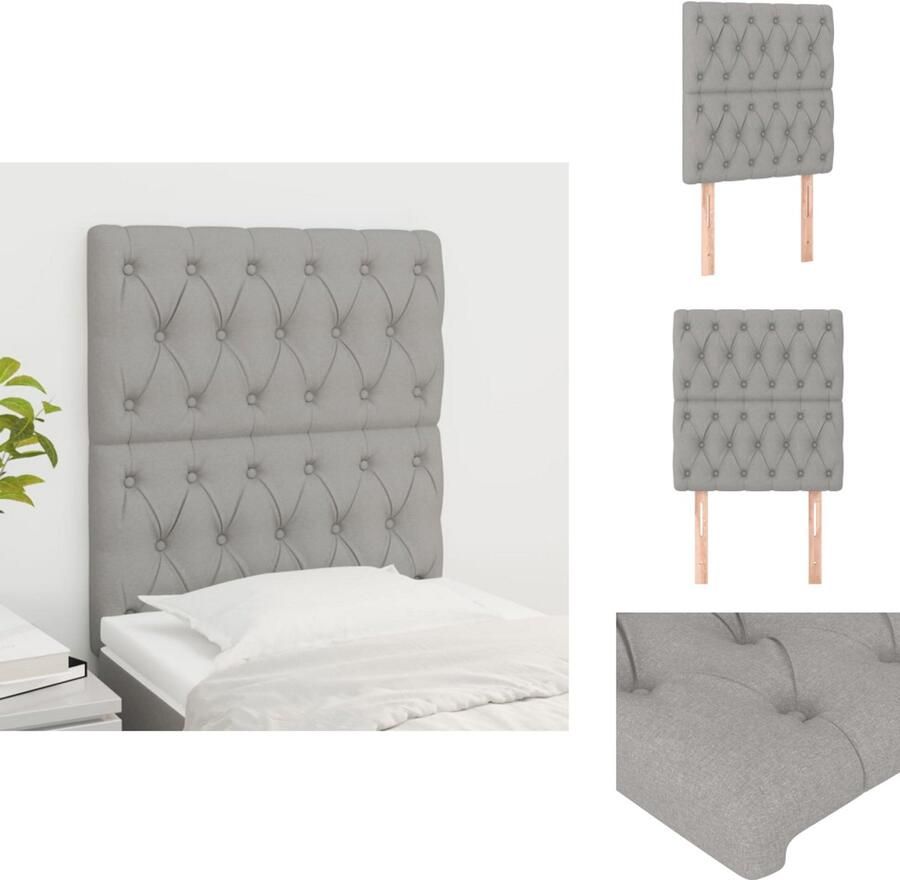 VidaXL Hoofdbord Hoofdborden Hoofdeinde Houten Hoofdbord Hoofdborden 2 st 80x7x78 88 cm stof lichtgrijs