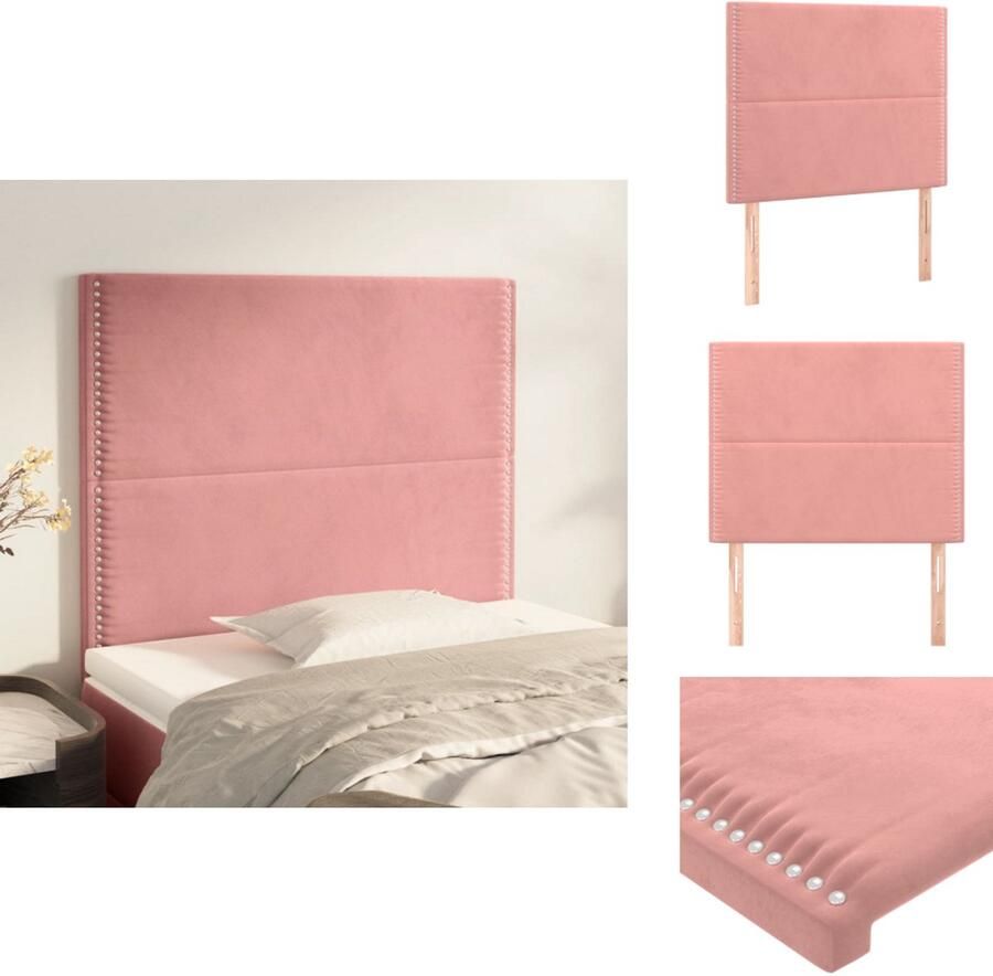 VidaXL Hoofdbord Hoofdborden Hoofdeinde Houten Hoofdbord Hoofdborden 2 st 90x5x78 88 cm fluweel roze