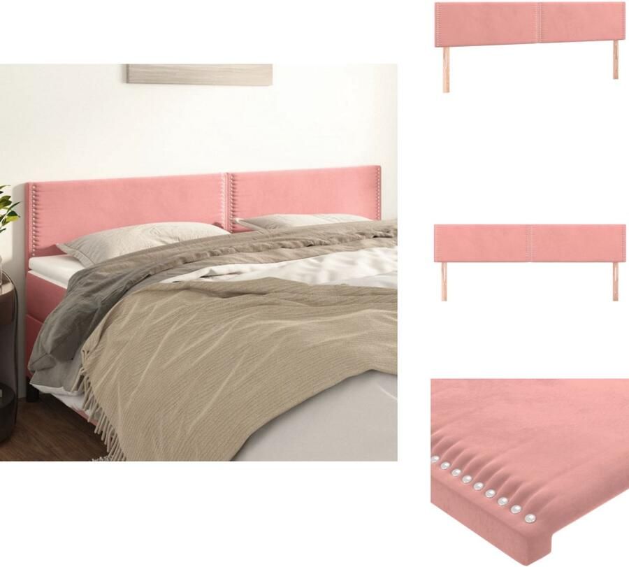 VidaXL Hoofdbord Hoofdborden Hoofdeinde Houten Hoofdbord Hoofdborden 2 st 90x5x78 88 cm fluweel roze