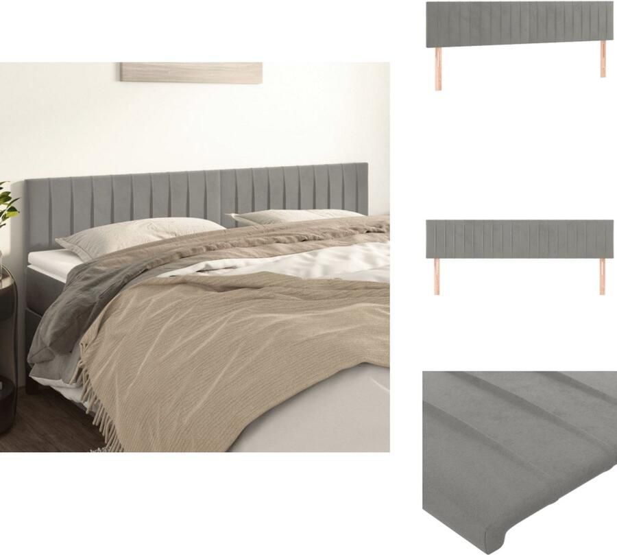 VidaXL Hoofdbord 90 x 5 x 118 128 cm Zacht fluweel en stevige poten Verstelbare hoogte Comfortabele ondersteuning Lichtgrijs Bedonderdeel - Foto 3