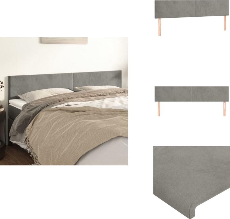 VidaXL Hoofdbord 90 x 5 x 118 128 cm Zacht fluweel en stevige poten Verstelbare hoogte Comfortabele ondersteuning Lichtgrijs Bedonderdeel - Foto 2