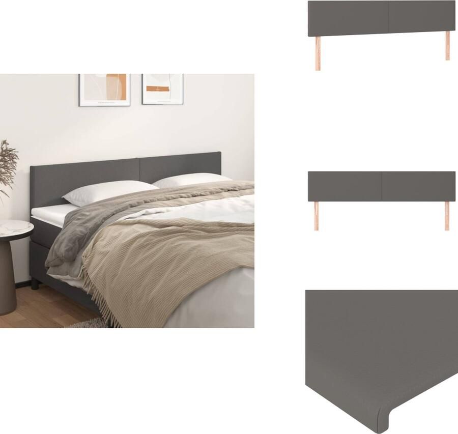 VidaXL Hoofdbord Hoofdborden Hoofdeinde Houten Hoofdbord Hoofdborden 2 st 90x5x78 88 cm kunstleer grijs