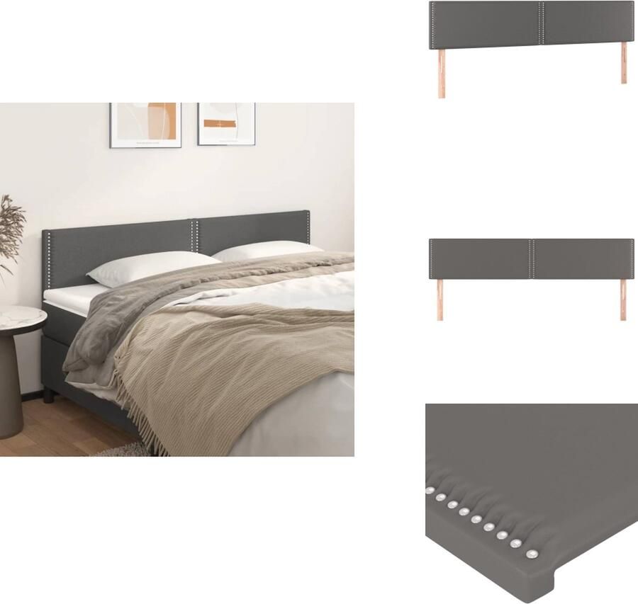 VidaXL Klassieke Hoofdbord voor Bedombouw 180 x 5 x 78 88 cm Duurzaam Kunstleer Stevige Houten Poten Verstelbare Hoogte Comfortabele Ondersteuning Elegant Ontwerp Grijs Bedonderdeel - Foto 2