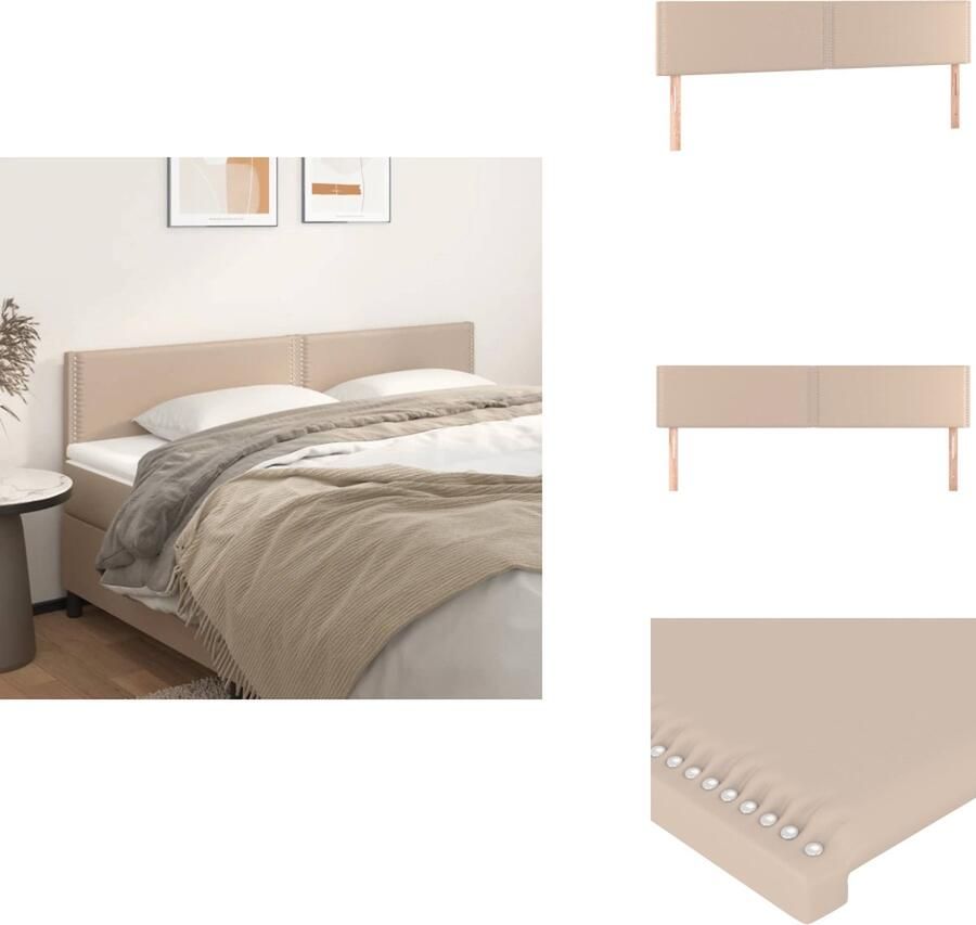 VidaXL Hoofdbord Hoofdborden Hoofdeinde Houten Hoofdbord Hoofdborden 2 st 90x5x78 88 cm kunstleer cappuccinokleurig