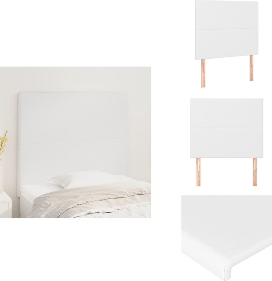 VidaXL Hoofdbord Hoofdborden Hoofdeinde Houten Hoofdbord Hoofdborden 2 st 90x5x78 88 cm kunstleer wit