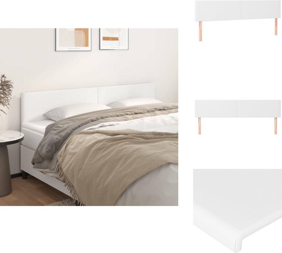 The Living Store Hoofdbord Hoogwaardig kunstleer Verstelbare hoogte Stevige poten Comfortabele ondersteuning Klassiek ontwerp Wit Totale afmetingen- 180 x 5 x 78 88 cm 2 x hoofdeind - Foto 4