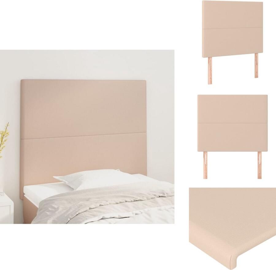 VidaXL Hoofdbord Hoofdborden Hoofdeinde Houten Hoofdbord Hoofdborden 2 st 90x5x78 88 cm kunstleer cappuccinokleurig
