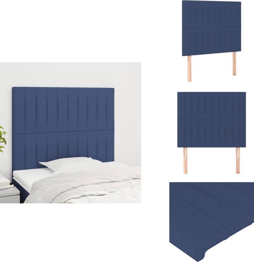 VidaXL Hoofdbord Classic s Bedombouw Accessoire 90x5x118 128 cm Blauw stoffen bekleding Bedonderdeel
