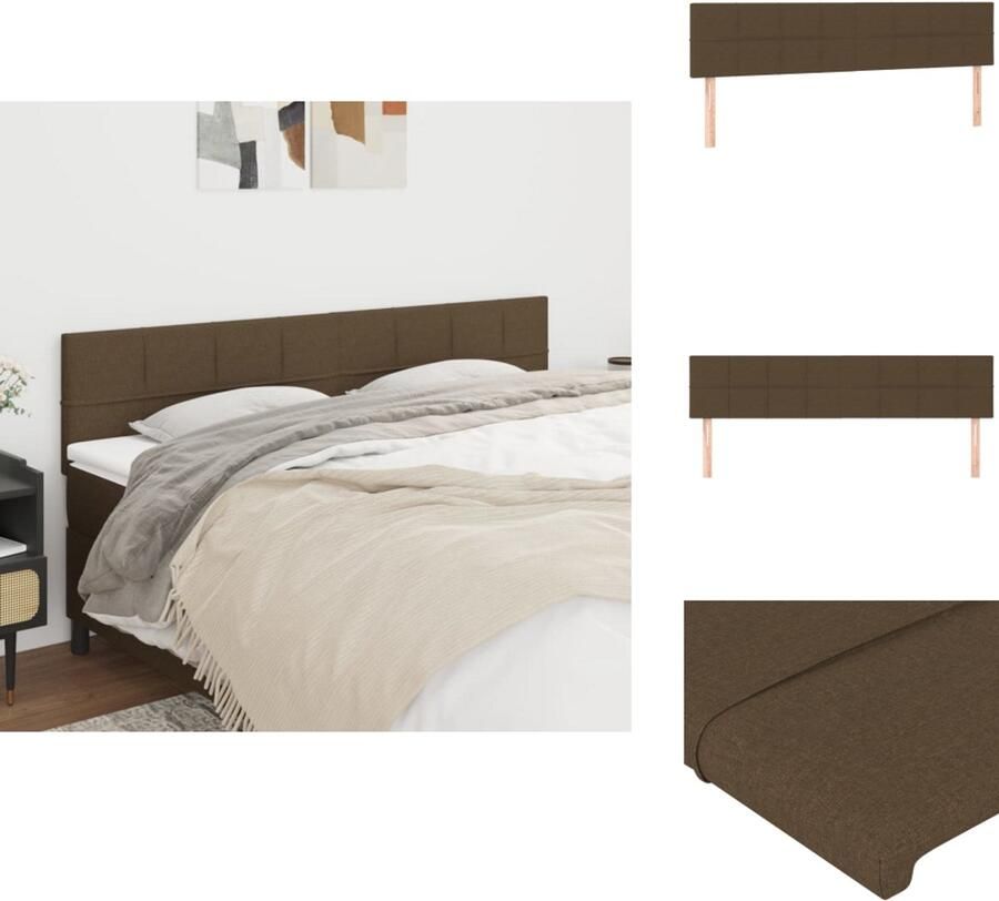 VidaXL Hoofdbord Hoofdborden Hoofdeinde Houten Hoofdbord Hoofdborden 2 st 90x5x78 88 cm stof donkerbruin - Foto 4