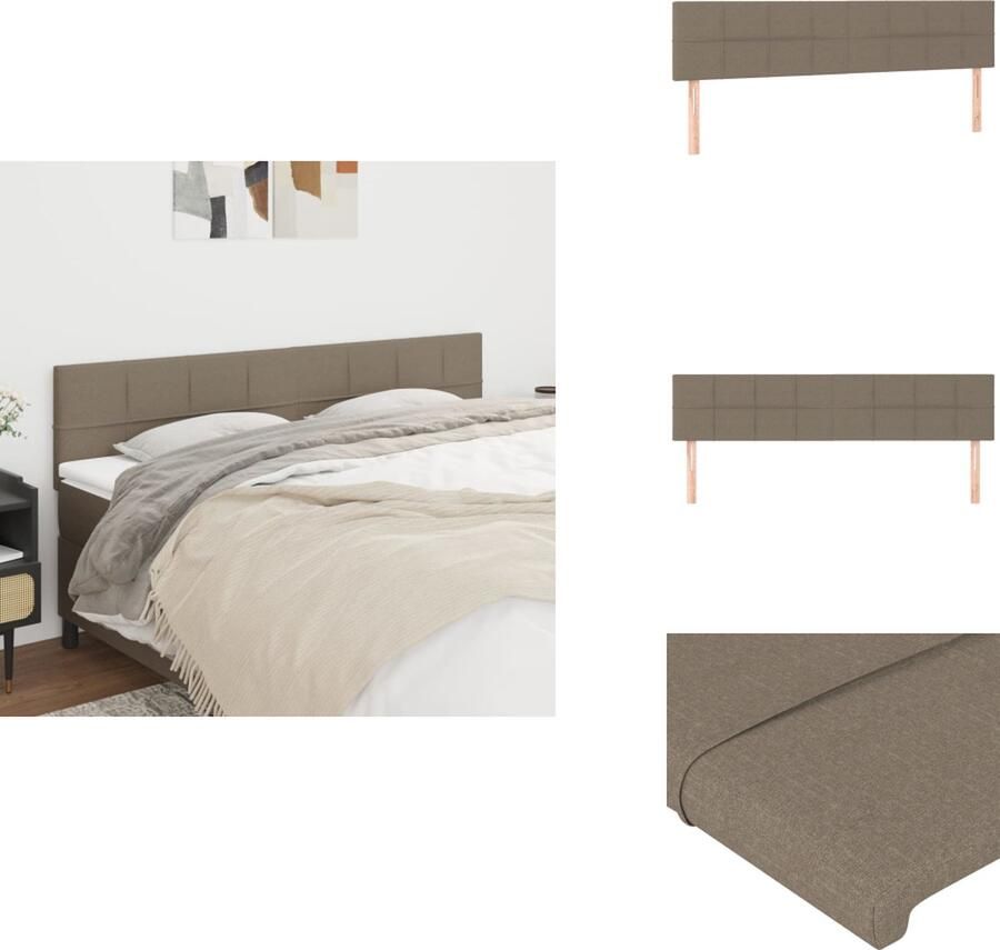 VidaXL Hoofdbord Hoofdeind 180 x 5 x 78 88 cm Taupe Stof Houten Poten Verstelbare Hoogte Bedonderdeel - Foto 3