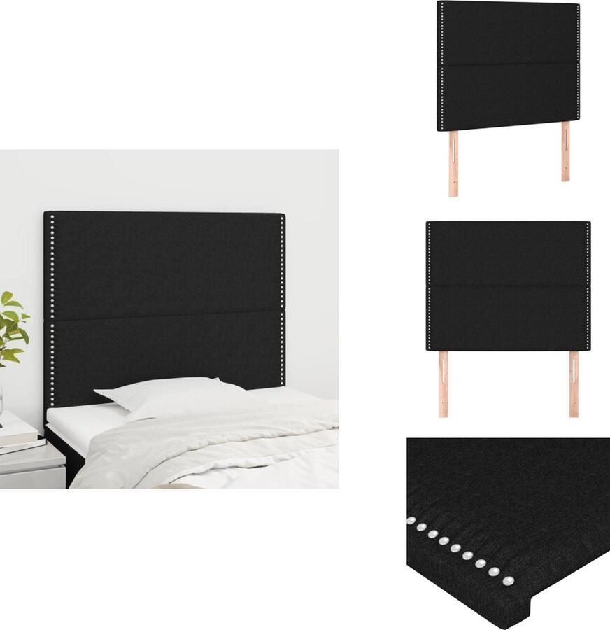 VidaXL Hoofdbord Classic Zwart 80 x 5 x 118 128 cm Verstelbare hoogte Stevige poten Comfortabele ondersteuning Elegant design 100% polyester stof Bedonderdeel