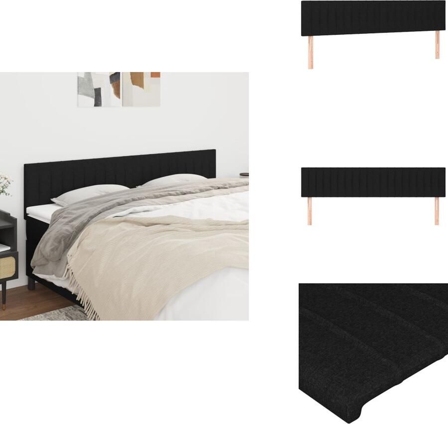 VidaXL Klassiek Hoofdbord Zwarte Stof Verstelbare Hoogte Comfortabele Ondersteuning Elegant Ontwerp 180 x 5 x 78 88 cm Bedonderdeel - Foto 3