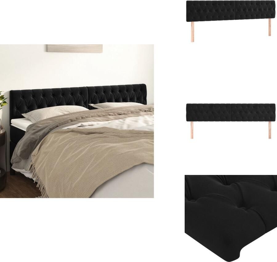 VidaXL Hoofdbord Zacht fluweel 90 x 7 x 118 128 cm Verstelbaar Stevige poten Rugondersteuning Geen bedframe of matras inbegrepen Zwart Bedonderdeel