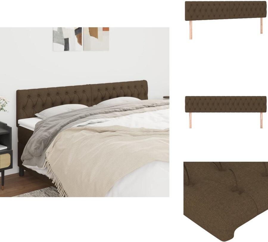 VidaXL Hoofdbord Hoofdborden Hoofdeinde Houten Hoofdbord Hoofdborden 2 st 90x7x78 88 cm stof donkerbruin