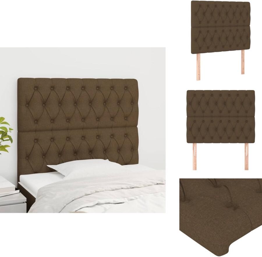 VidaXL Hoofdbord Hoofdborden Hoofdeinde Houten Hoofdbord Hoofdborden 2 st 100x7x78 88 cm stof donkerbruin