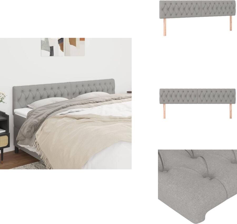 VidaXL Hoofdbord Hoofdborden Hoofdeinde Houten Hoofdbord Hoofdborden 2 st 90x7x78 88 cm stof lichtgrijs