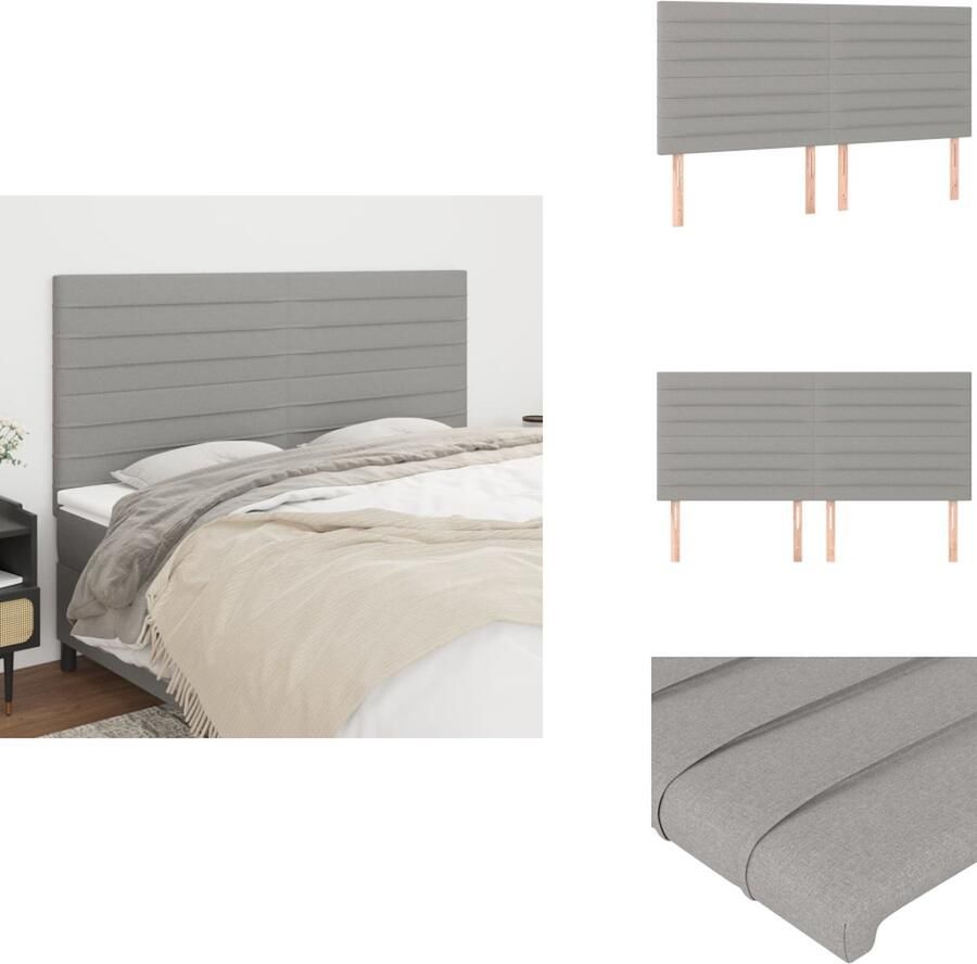 The Living Store Hoofdbord Hoofdborden 200x5cm Lichtgrijs Stof Larikshout Hoofd Bord Hoofdborden Beddecoratie Stoffen Hoofdborden Grijs Hoofdbord - Foto 2