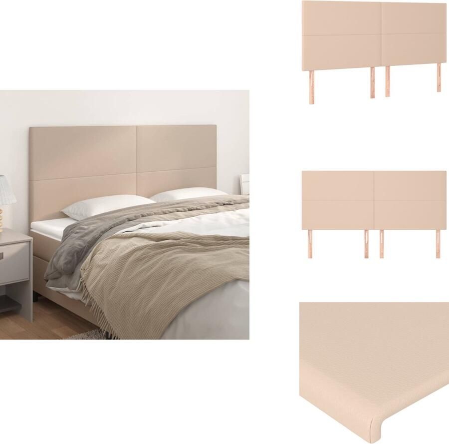 VidaXL Hoofdbord Hoofdborden Hoofdeinde Houten Hoofdbord Hoofdborden 4 st 100x5x78 88 cm kunstleer cappuccinokleurig