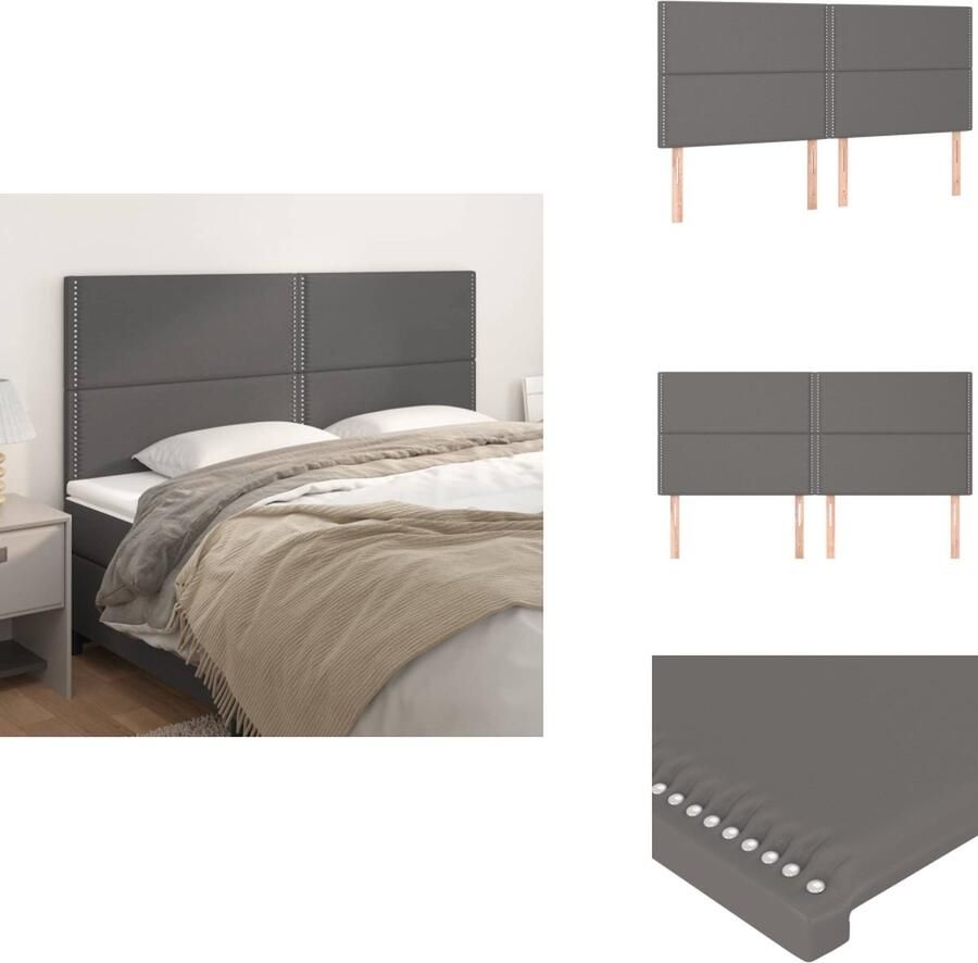 VidaXL Hoofdbord Hoofdborden Hoofdeinde Houten Hoofdbord Hoofdborden 4 st 100x5x78 88 cm kunstleer grijs
