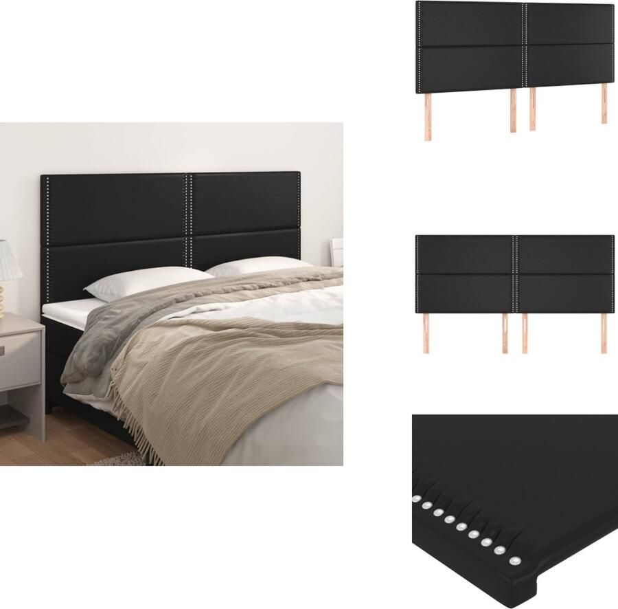 The Living Store Hoofdbord Hoofdeind 200 x 118 128 cm Kunstleer zwart Hoofd Bord Hoofdkussen Beddecoratie Slaapkamers Zwarte Meubels