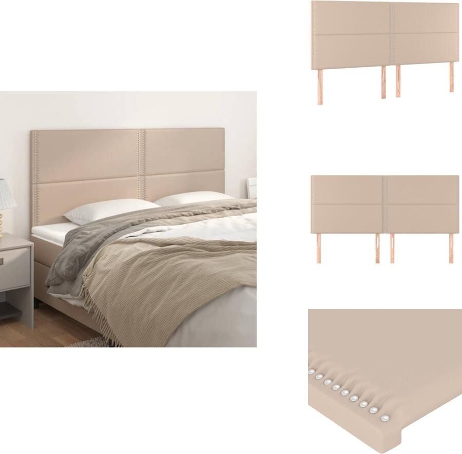 VidaXL Hoofdbord Hoofdborden Hoofdeinde Houten Hoofdbord Hoofdborden 4 st 100x5x78 88 cm kunstleer cappuccinokleurig