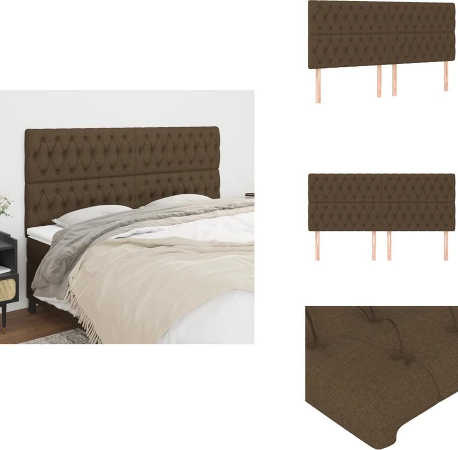 VidaXL Hoofdbord Classic s Bedaccessoire 200x118 128 cm Duurzaam donkerbruin stof- en houtmateriaal Bedonderdeel