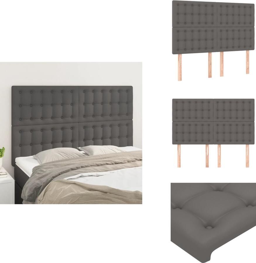 The Living Store Hoofdbord Klassiek Kunstleer Verstelbaar Grijs 144x5x118 128 cm Hoofd Bord Hoofdkussen Klassiek Hoofdbord Kunstleder Hoofdbord Grijs Hoofdbord - Foto 2