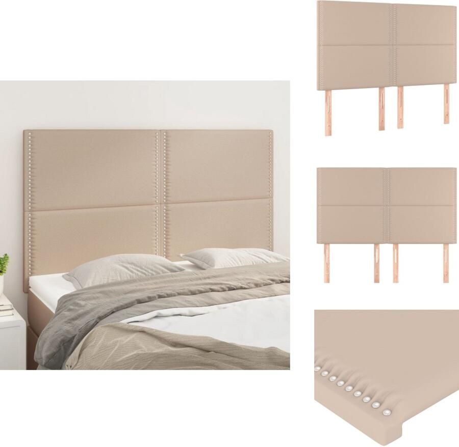 VidaXL Hoofdbord Cappuccino Kunstleer 144x118 128 cm Stevige poten Verstelbare hoogte Comfortabele ondersteuning 4 stuks Bedonderdeel
