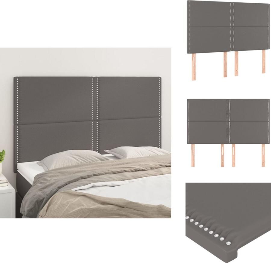 VidaXL Hoofdbord Hoofdborden Hoofdeinde Houten Hoofdbord Hoofdborden 4 st 72x5x78 88 cm kunstleer grijs