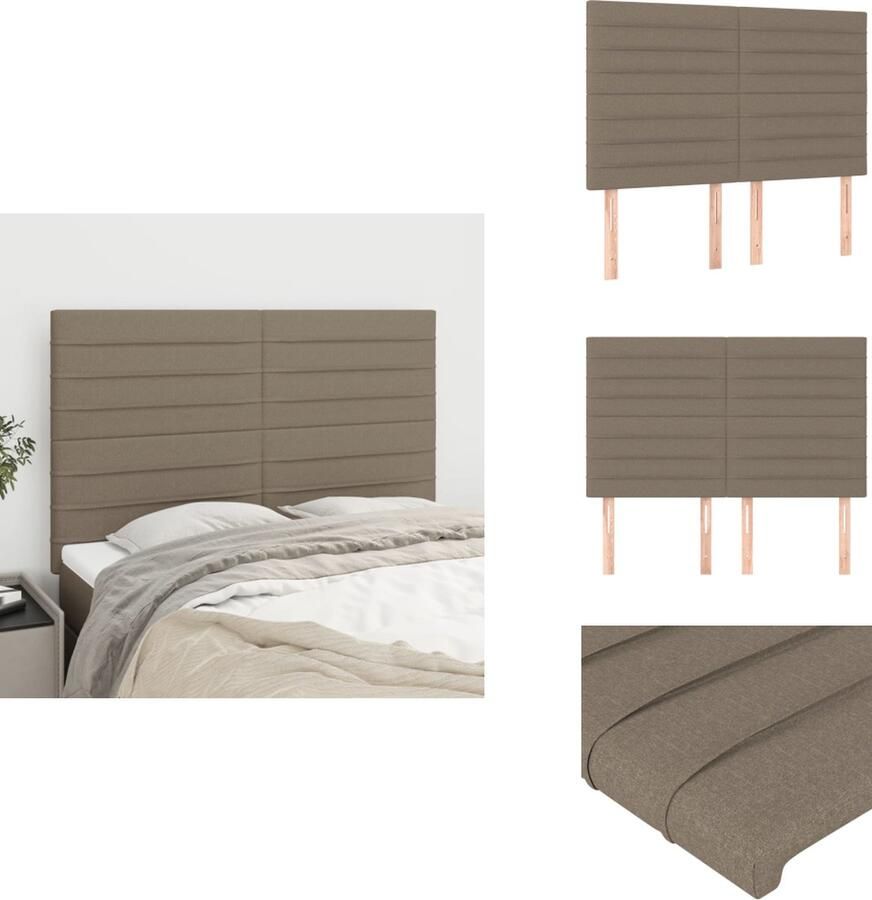 The Living Store Hoofdborden 4 st 72x5x78 88 cm stof taupe Hoofd Bord Hoofdeinde Beddengoed Slaapkamers Taupecleur - Foto 1